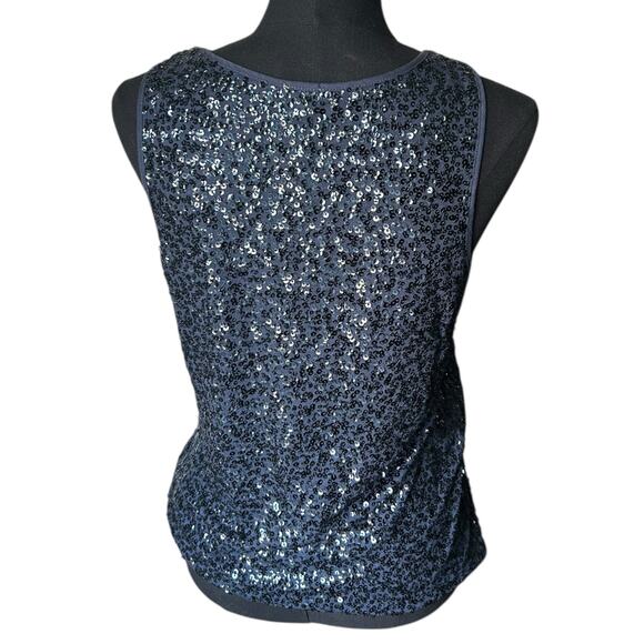 J.Crew Women’s Dark Navy All-Over Sequin Tank Top Size Medium - Picture 4 of 5